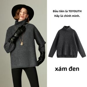 Toyouth | Áo Sweater Cổ Cao Đơn Giản & Phong Cách với Khe Sau