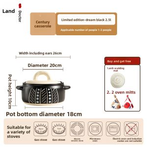 DROOLU | High-Temperature Resistant Gas & Electric Ceramic Stove Clay Pot for Cooking Soup Stewing Meat and Rice