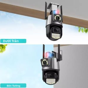 Camera IP CCTV 4MP HD 4K WiFi Hai Ống Kính Giám Sát 360 Độ Với AI Phát Hiện Chuyển Động PIR Tầm Nhìn Ban Đêm Dùng Trong Nhà/ngoài Trời