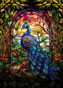 Stained Glass Style Tree Mountain Landscape Diamond Painting Tulip Rose Cherry Blossom Flowers Boat Poster Wall Home Decor