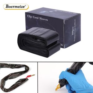 Tattoo Clip Cord Covers 100 ชิ้น Disposable Clip Cord Sleeves ครอบคลุม Tattoo Machine อุปกรณ์ป้องกันกระเป๋า Tattoo Clip Cord