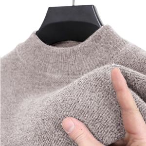 Áo Len Dệt Kim Dày Lót Lông Cừu Cổ Cao Cho Nam Mùa Đông Mới Áo Khoác Ngoài Ấm Áp Cho Bố Áo Sơ Mi Lót Lông Cừu Một Mảnh