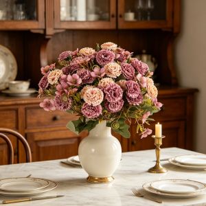 Artificial Flowers 1 Bundle European Small Clove Carnations Home Room Dining Table Brial Bouquet Soft Decora Handmade Diy Gifts