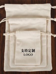 Thickened Canvas Cotton Bag Drawstring Storage Pouch for Small Items And Coins Pure Color Storage Bag with Rope from China