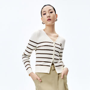 PEACEBIRD | Spring New Arrival V-neck Striped Cardigan