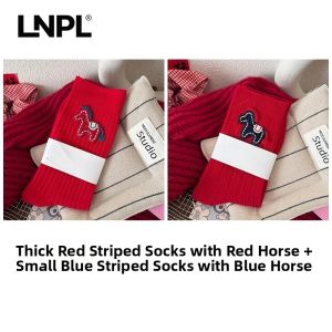 Cartoon Lunar New Year Red Women Socks Mid-length