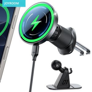 ที่ยึดโทรศัพท์ในรถยนต์แบบแม่เหล็ก Joyroom สำหรับติดตั้งบนคอนโซลหน้ารถและช่องแอร์ พร้อมที่ชาร์จไร้สายสำหรับ iPhone 16 15 14 13 12 รุ่น JR-ZS501