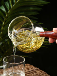 Glass Fair Cup Thickened Heat-Resistant Tea Pitcher Side Handle Tea Strainer Integrated Green Tea Tea Making Device Filter Crescent Fair Cup
