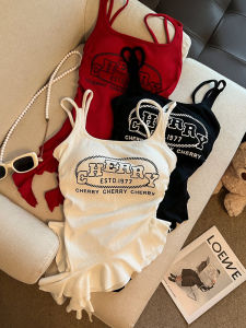 Sweet And Spicy Style Double Strap Vest with Chest Pad Recommended by Jade Closet Official Store Irregular Strap Vest