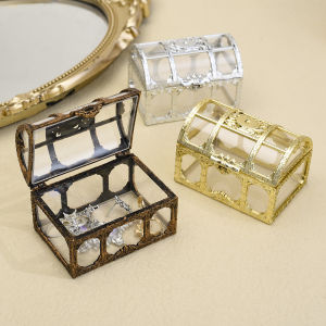 【♡Lovely girls house♡】Vintage Mini Home Jewelry Display Case Home Jewelry Crystal Gem Treasure Box Pirate Treasure Storage Box Transparent 1Pc