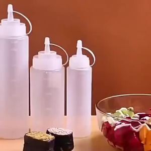 3Pcs Bpa-Free Squeeze Bottles for Condiments - Precision Control Easy-Grip Ideal for Sauces Salad Dressing Olive Oil Bbq