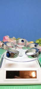 Cincin Crystal Amethyst (Batu Kecubung) ikat dgn cincin Salung Ori. Stainless Steel-Jamin Tak Karat 男性紫水晶不銹鋼介指