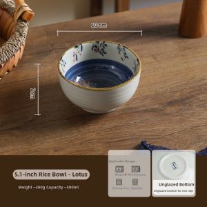 SHELI | Vintage Ceramic Rice Bowl & Wok Dishes Deep Plate For One-Person Meals