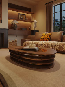 Retro Artistic Living Room Coffee Table Walnut Color