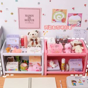 [Same Day Ship] Ins Double-layer Folding Storage Rack for Cosmetics Jewelry Simple Household Desktop Organizer Bathroom Rack