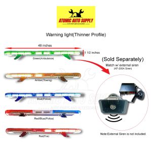 KF-8100F WARNING LIGHT (WANG WANG) FOR EMERGENCY VEHICLE USE (LONG BAR - THINNER PROFILE) 12V NO SIREN - 100% HIGH QUALITY PRODUCT #ATOMICAUTOSUPPLY