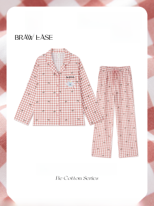 Bộ đồ ngủ nữ BE làm bằng vải cotton dài tay thoải mái