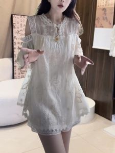 Shalldoer | New Chinese Style Lace Splicing Casual Summer Set Womens Soft Atmosphere Shoulder Exposure Top Shorts Two-Piece Suit