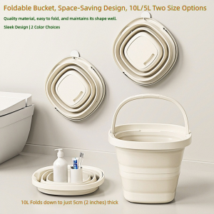 Collapsible Car Wash Bucket - Ultra-Flat 5cm (2in) Design - 10L/5L Vehicle Detailing Tool