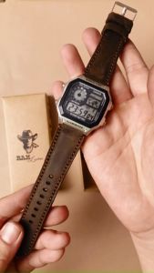 Dây đồng hồ Siêu bền Ca.si.o Da Bò Nâu Đất Bản Bền Đẹp RAM Leather Classic 1950 Chính Hãng RAM Leather