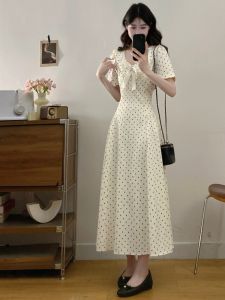 RELNLEX | Đầm Dài Ôm Body Sweet Dots Có Cổ Áo