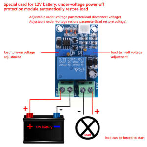 12V Battery Low Voltage Cut off Automatic On Recovery Module Undervoltage Board Undervoltage
