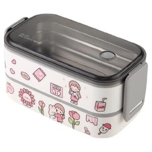 Cute Ins Style Sticker Lunch Box Fruit Salad Preservation Microwave Heating 304 Stainless Steel Meal Box Pink Girl Heart