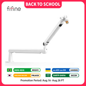 FIFINE | FIFINE Microphone Boom Arm Adjustable Low Profile Mic Arm with Desk Mount ClampCable Storage for Streaming Gaming-White BM88W