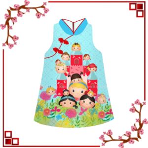 DRESS ANAK REMAJA CHEONGSAM IMLEK SATIN DIGITAL PRINTING