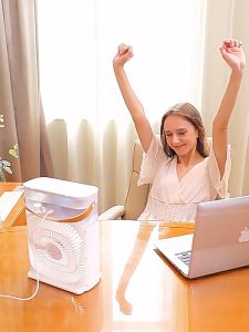 พัดลมไอน้ำพกพา 600ml พัดลมไอเย็น USB แอร์เคลื่อนที่ 3 สปอต 3 มูลคิ้ว