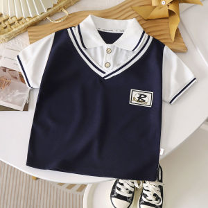 JIFANPAUL | Fashionable Faux Two-Piece Collar Short Sleeve Shirt