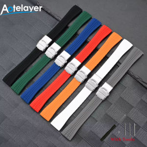 Aotelayer Quick Release 20mm 22mm Silicone Watch Strap With Stainless Steel Folding Buckle Men Sport Waterproof Comfortable Watchband Women Bracelet Belt with Tool