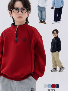 Letter Printed Half Zip Warm Thick Hoodie for Kids and Youth
