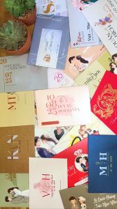 BTN101-346 - Thiệp cưới dạng ngang 17.6x12.6cm chất liệu giấy Hồng Camay Thơm Nhẹ 240gsm