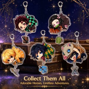 Bandai | Demon Slayer Kimetsu no Yaiba Acrylic Keychain Double Sided Transparent Standing Sign Pendant Anime Cartoon Cute Gift for Fans