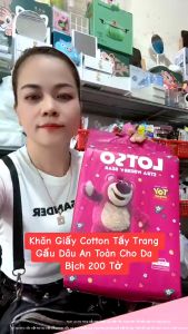 Khăn Giấy Cotton Tẩy Trang Gấu Dâu An Toàn Cho Da Bịch 200 Tờ
