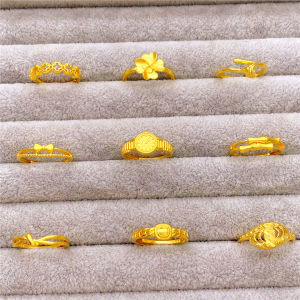 Simulated Vietnam Alluvial Gold Gold Plated Female Ring Open Mouth My Live Stories Bread Clover Ring No Color Fading Ring Tide