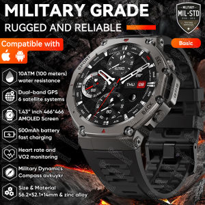 New T-Rex 3 Pro Dual-Band GPS Military Smart Watch 48mm 10ATM Water-Resistant 500mAh Battery Compass Altimeter AGPS Smart Watch
