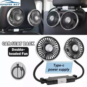 360° Rotation Double Head Car Back Seat Fan 3-Speed Adjustable Headrest Heavy Duty Electricfan