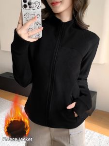 YIFANSHI | Black Slim Fit Fleece Lined Jacket Women Autumn Winter