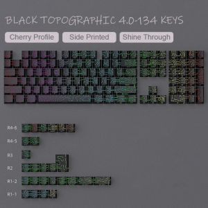 Topographic Contour Lines 4.0 Keycaps Shine Through 97 Key Cpas PBT Cherry Profile Side Print for MX Gamer Mechanical Keyboard