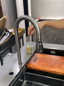 Chậu rửa bát 1 Hố KENISI Inox 304 bồn rửa chén 1 ngăn lớn Nano chống xước kèm chậu nhỏ thớt xi phông