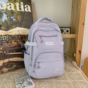 Balo Du Lịch Dung Tích Lớn Cho Nam Sinh Viên 2023 Phong Cách Nhật Bản Đơn Giản Ba Lô Nylon Khóa Kéo Màu Trơn Mùa Hè