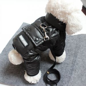 Dog Clothes Winter Good Luck Pocket Four-Leg Cotton-Padded Coat Teddy Bichon Small Dog Pet Thickened Four-Leg Autumn and Winter Clothing