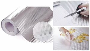 Oil-proof waterproof stickerself-adhesive kitchen backsplash wallpaper stickerheat-resistant aluminum foil wall stickercountertop drawer lining