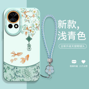 Silicone Phone Case Womens Style with Hand Rope Full Cover Pocket Flower Youjin Carp Suitable for Huawei Nova13 Nova13Pro Nova12 Nova12Pro Nova12Ultra Nova11Pro