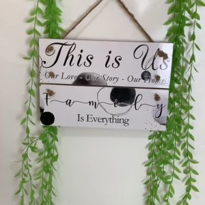 TENNESY Hiasan Dinding Family Quotes 2 Susun Dekorasi Dinding Pajangan Kayu Poster Dekorasi Rumah