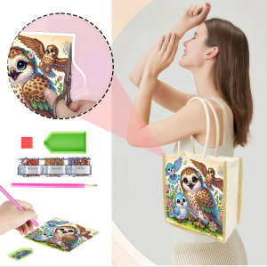 other | 1 Piece of Diamond Painted Shopping bag owl Pattern canvas Material interchangeable Pattern easy to store all kinds of items