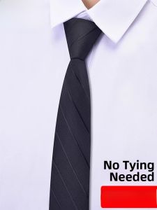 Black Mens Hand-Tied Zipper Necktie Wedding Suit Business Easy-To-Get No-Tie Bow Tie Fashionable Arrow Pattern