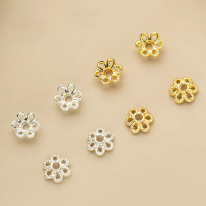 Color Retaining Accessories Six-Petal Cut Out Receptacle Bracelet Necklace Earrings Beaded Handmade DIY Ornament Material Spacer